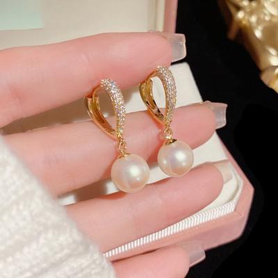 1 Pair Dangle Earrings Charming Dress Up Comfortable To Wear Elegant Circle Faux Pearl Women Accessories
