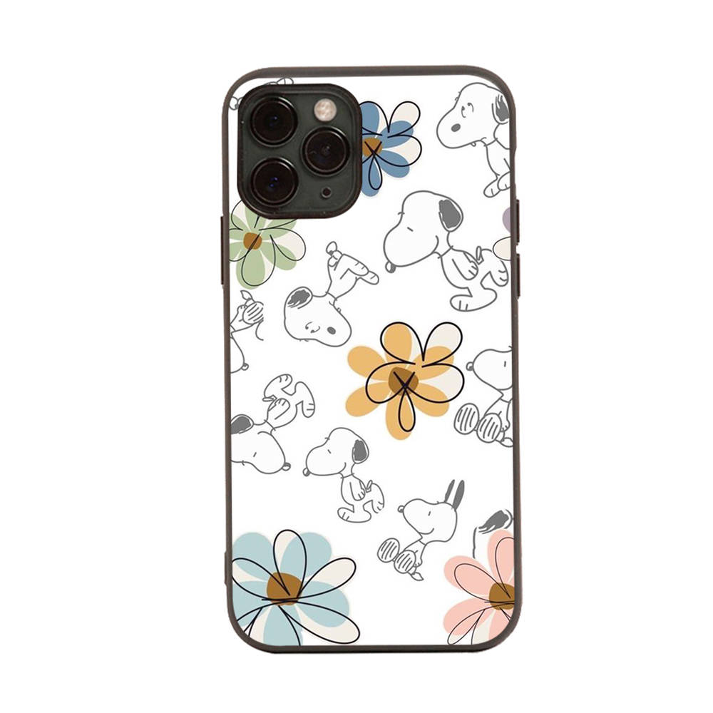SM11 Lovely Snoopy Black Sofe Case for iPhone 16 15 Plus 14 13 Pro 8 SE XR XS Max P30 Nova 5T Y5P Y6 Y7 Y8P Y9 Realme C30 C33 C31 VIVO Y36 V27