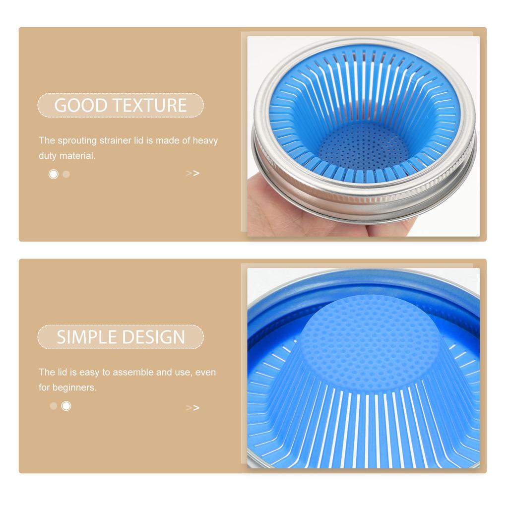 2Pcs Mason Jar Sprouting Lids Heavy Duty Wide Mouth Caps Reusable Screen Strainer Covers for Home Sprouts Growing Kit Small Jar