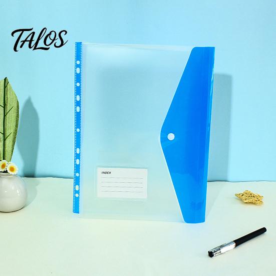 Dustproof Document Holder 11 Hole Clear File Folder for A4 Binders, Colorful Plastic with Project Organizer Snap Button & Label Slot, Transparent