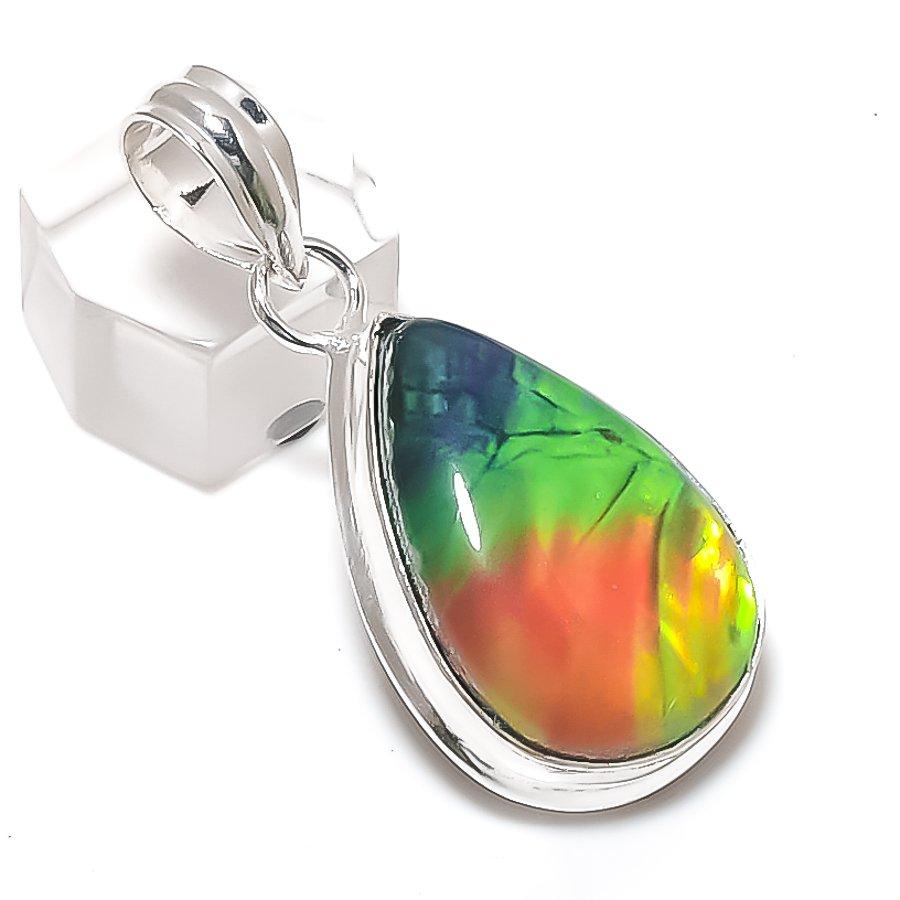 

Natural Ammolite Gemstone 925 Sterling Silver Jewelry Pendant 1.89 r0d81