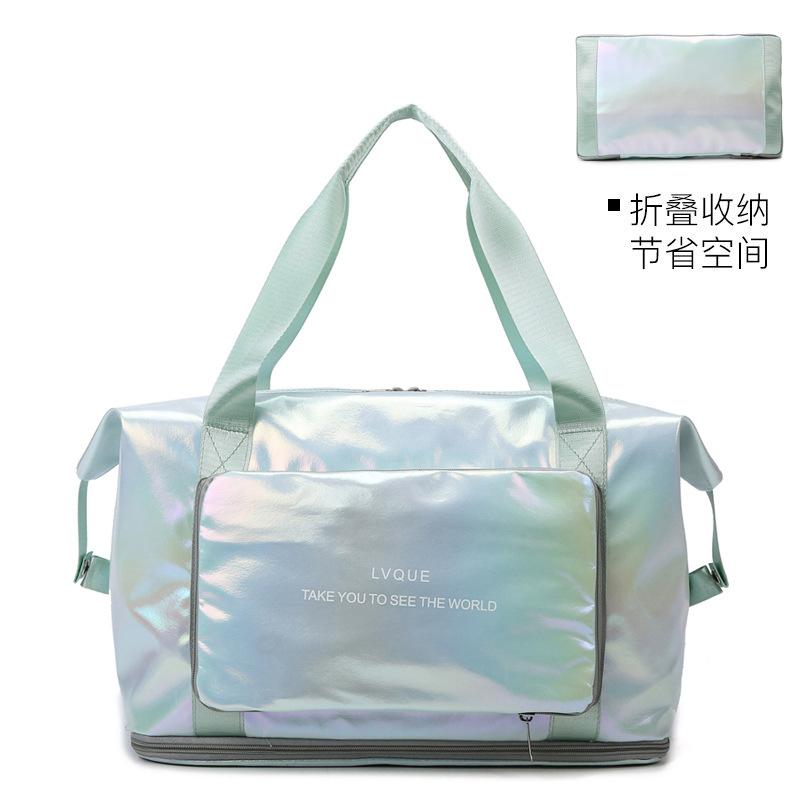 Yoga Fitness Bag Glossy Short-Distance Travel Bag Large Capacity Gradual Change Folding Storage Bag Portable Student Travel Bag