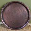 Round Shape Copper Fruit Tray,Retro Engraving Hammer Texture Household Portable Food Plate,Snack Plate Table Wedding Decoration