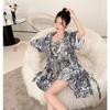 Sexy Pajamas Women's Ice Silk Swinging Collar Animal Crossing Printed Suspender Pajamas Pure Desire Summer French Loungewear