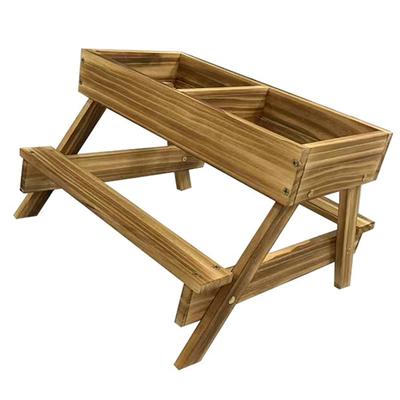 ABBP-Chicken Table No Waste, Chicken Picnic Feeder Handmade Carbonized Wooden, Large DIY Feeder Kit