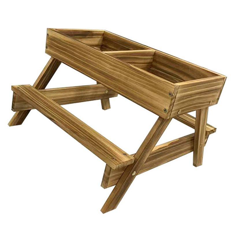 Premium-Chicken Table No Waste, Chicken Picnic Feeder Handmade Carbonized Wooden, Large DIY Feeder Kit