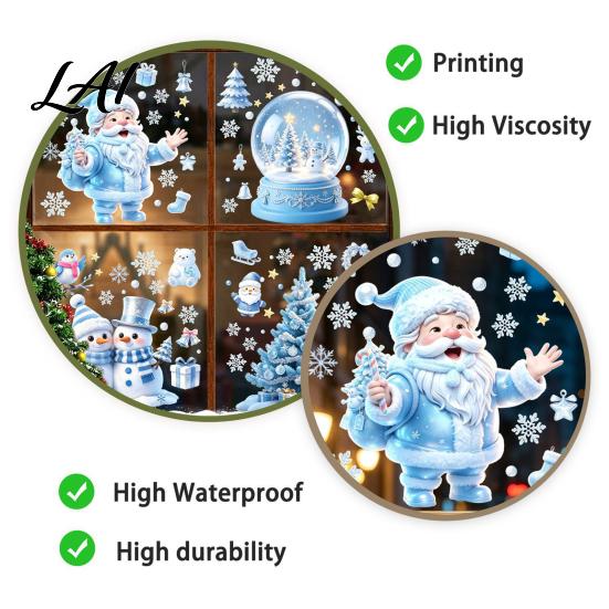 Winter Wonderland Decorations Christmas Snowflakes Santa Static Sticker Waterproof PVC Window Decorative Stickers for Glass Decal Removable