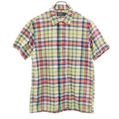 Polo by Ralph Lauren Open Collar Open Collar Check Pattern Short Sleeve Box Silhouette Cotton Shirt Men's Used