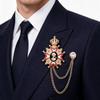 Gold Crown Metal Breast Pins with Dotted Paint and Tassels for Elegant Medal Accessory