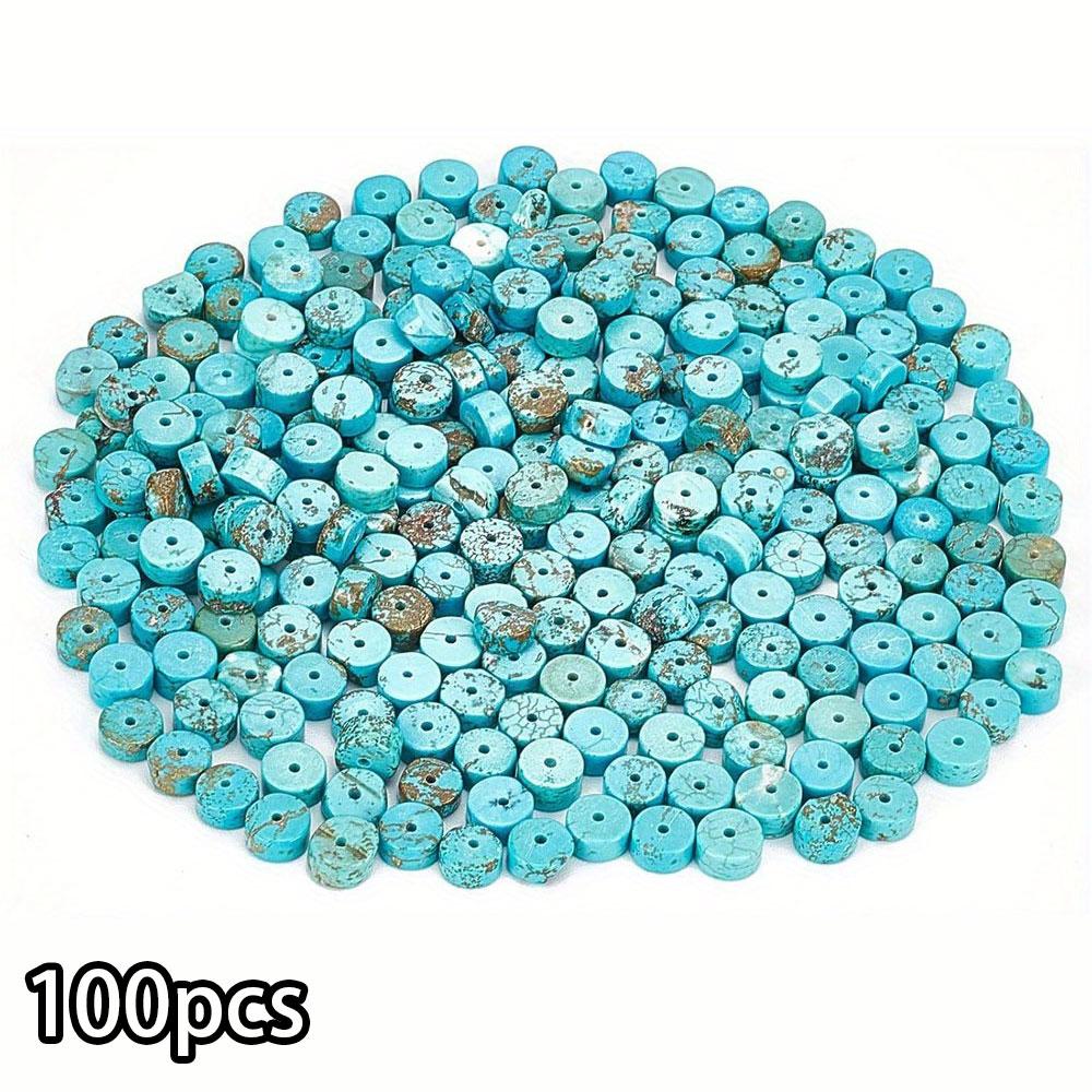 100/500/1000 Natural Turquoise Beads, 6mm Round Black Stone Bead Board Turquoise Gemstone Bracelet Necklace Earrings, Used for Jewelry Making