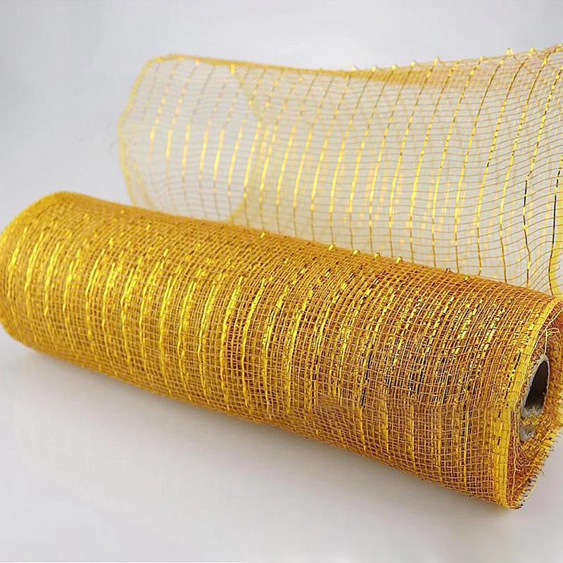 Pink and Gold Ribbon 1 Roll Gold Wire Mesh Ribbon for DIY Bows Garland Gift Wrapping Net Festival Home Decoration Accessories