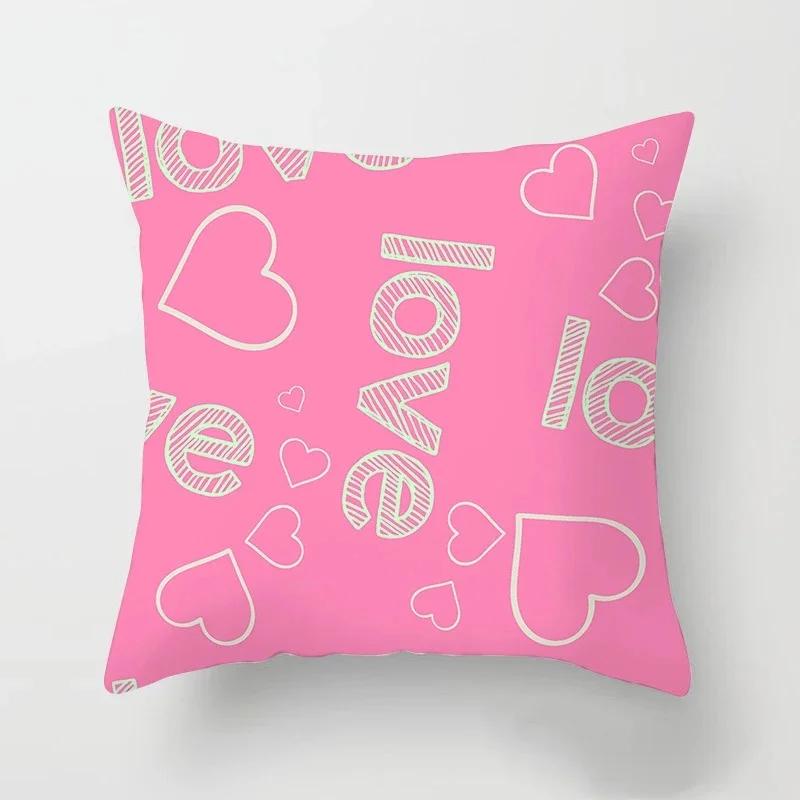Love Heart Letters Floral Pillowcase Modern Nordic Fashion Pink Cushion Cover Sofa Seat Wedding Decorative Throw Pillows Cover