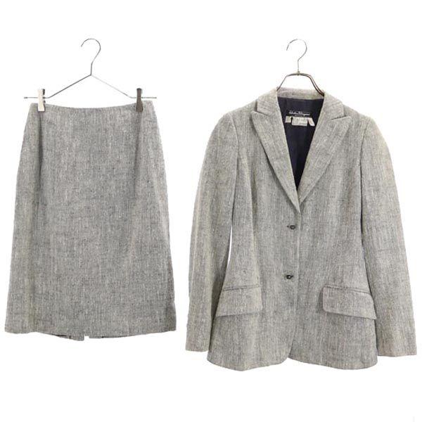 Salvatore Ferragamo Сделано в Италии Юбочный костюм Комплект 38 Черный Пиджак Женский Б/у