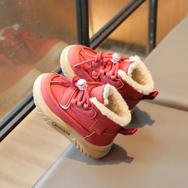 2024 Children Casual Shoes for Girls Boys Winter New Fashion Korean Style Soft Bottom Anti-slippery Versatile Plush Warm Boots