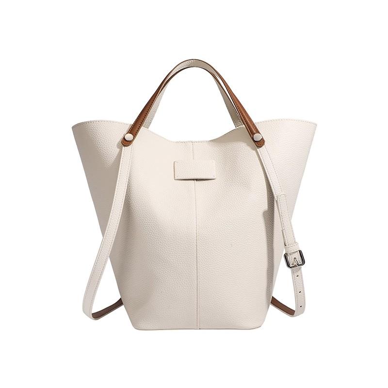 

Retro Bucket Handbag Women Classic Luxury Designer Large Capacity Ladies PU Shoulder Bag Ladies Fashionable Chic Tote Bag 2025 39x28x17cm белый