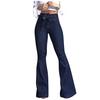 Fashion Ladys High Waisted Lacing Stretch Wide Leg Jeans Bell-Bottomed Pants