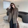 Plus Size Leopard Print Mid-Length Casual Blazer for Women - Spring Fashion