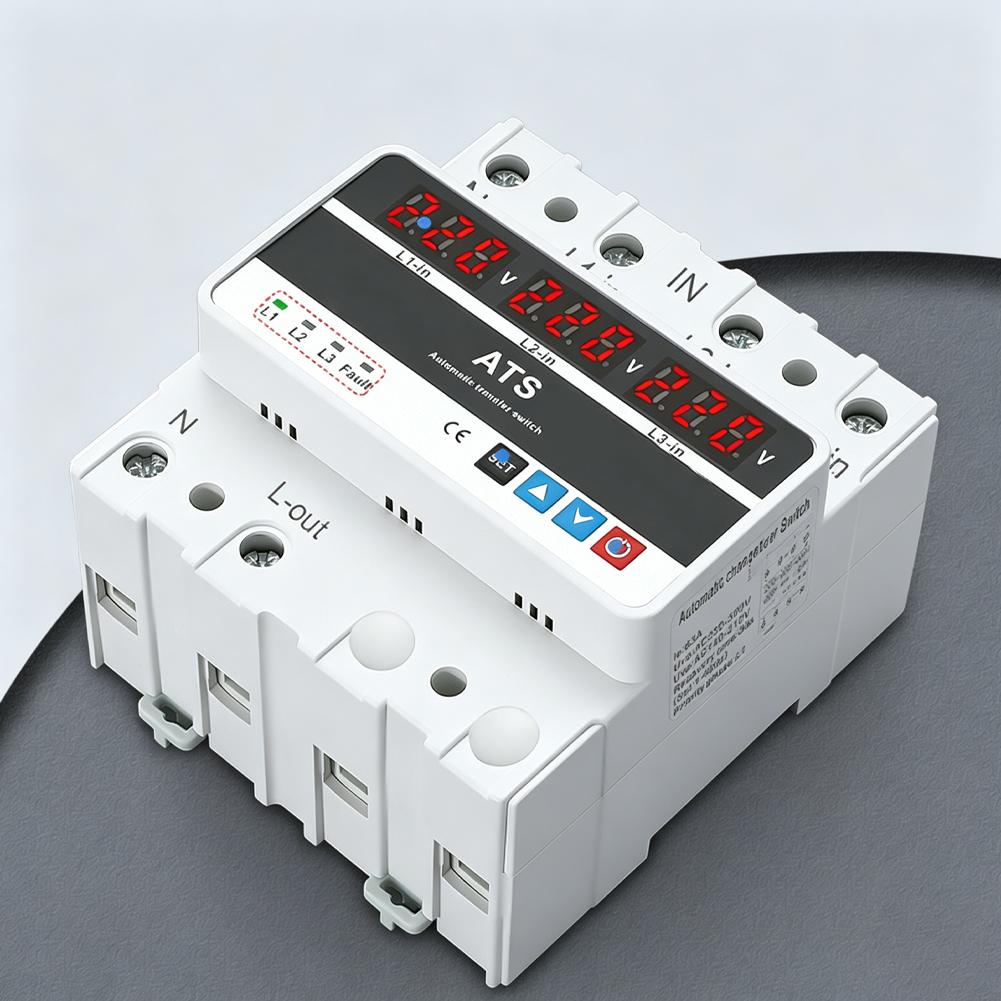 Three Phase 4-Wire Voltage Protection Relay for 220V with LCD Monitoring Current Voltage and Priority Settings