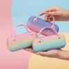 Waterproof PU Top Handle Glasses Pouch Oval Shape Rainbow Sunglasses Box  Office Workers
