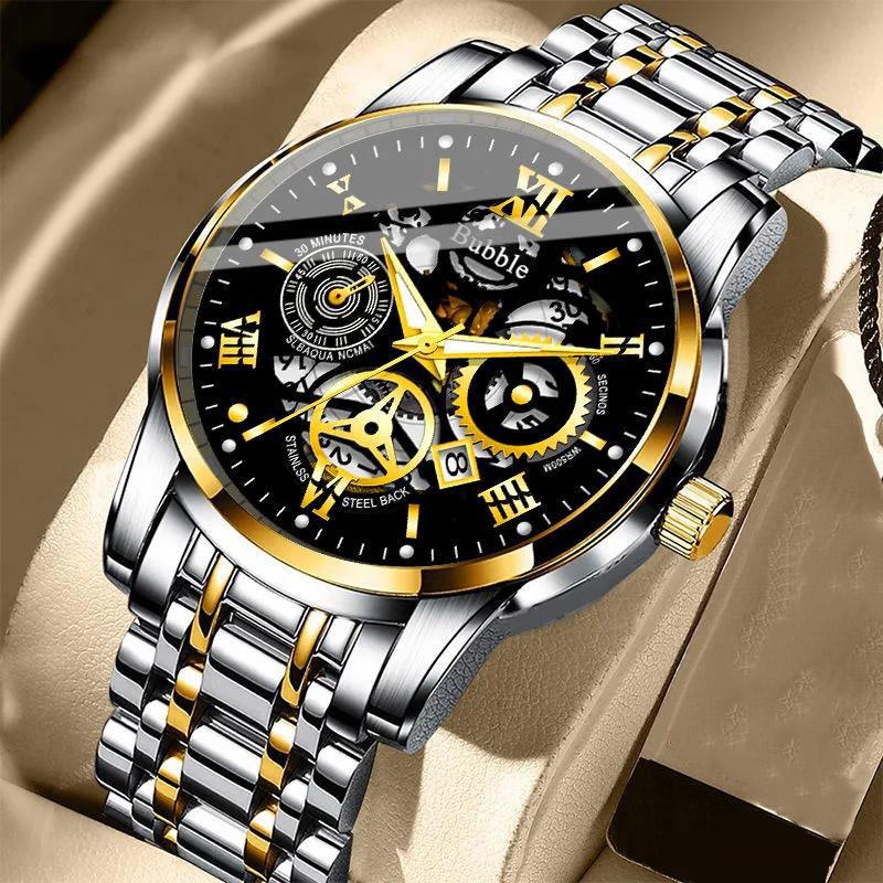 Trendy High-end Watches Light Luxury and Versatile Fully Automatic Quartz Luminous Waterproof Roman Hollow Men s Watch