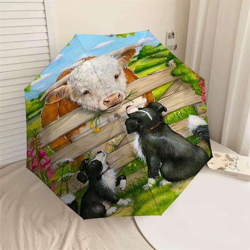 

1PC cow dog Umbrella-8-Rib Reinforced, Automatic Open, Lightweight & Durable, Fashion Accessory for Outdoor-L0396
