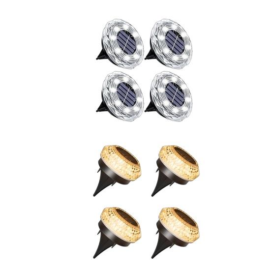 4 Pièces Lumières Solaires de Sol Éclairage Paysager pour Texture Diamant Encastrables Jardin Cour Chemin