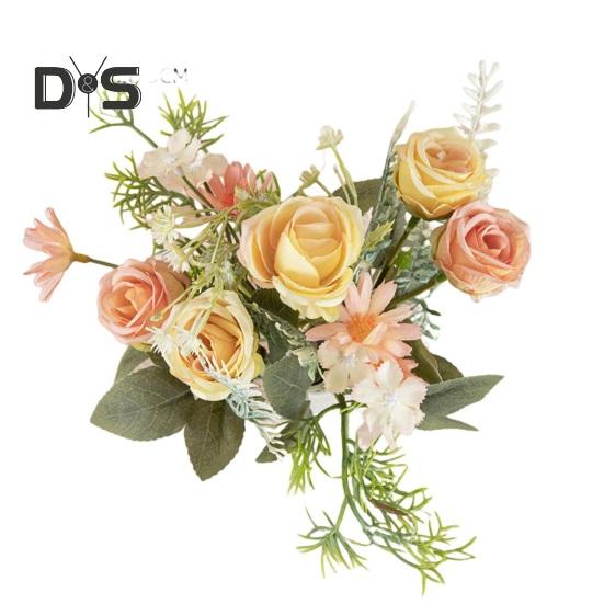 

1 букет, красочный искусственный цветок, не засохший, полезный, искусственный цветок розы, гортензия с искусственными зелеными листьями шампанского