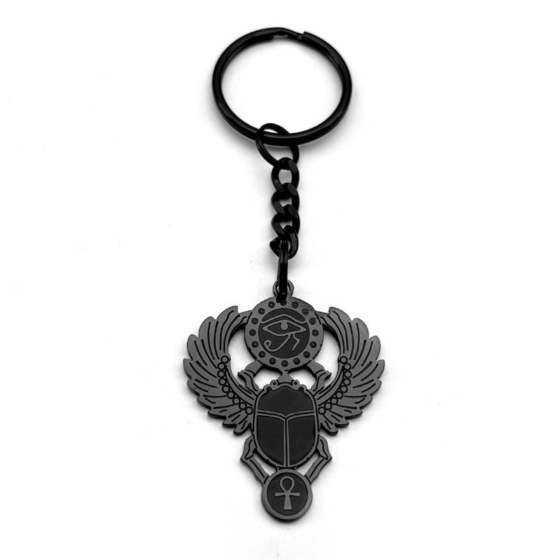 Ägyptischer Skarabäus Auge des Ra Horus Halskette Edelstahl Gold Ankh Schlüssel des Lebens Schmuck Halsband Elegantes Geschenk N2336S01