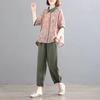 2025 Korean Plus-Size Retro Print Two-Piece Set for Women