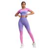 Zestaw do jogi bez szwu: Top z krótkim rękawem i legginsy podnoszące biodra dla kobiet