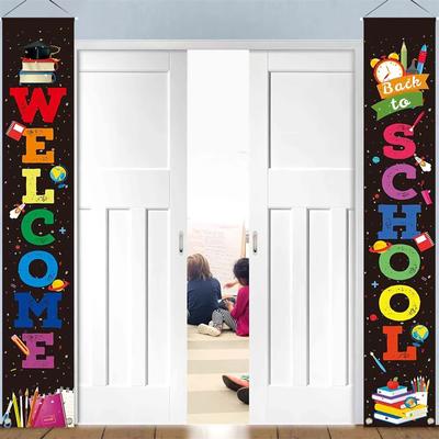 1 Pair Back To School Sign Welcome Door Couplets Campus Classroom Decoration
