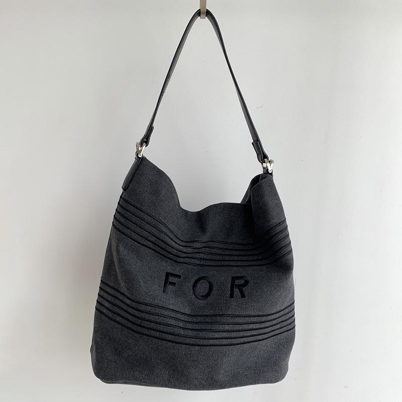 

Jogo Vintage Vintage Canvas Bag, Washed Cloth Bucket Bag, Large Capacity Armpit Bag, Women s Crossbody Bag, Single Shoulder Bag, Mother Bag чорний