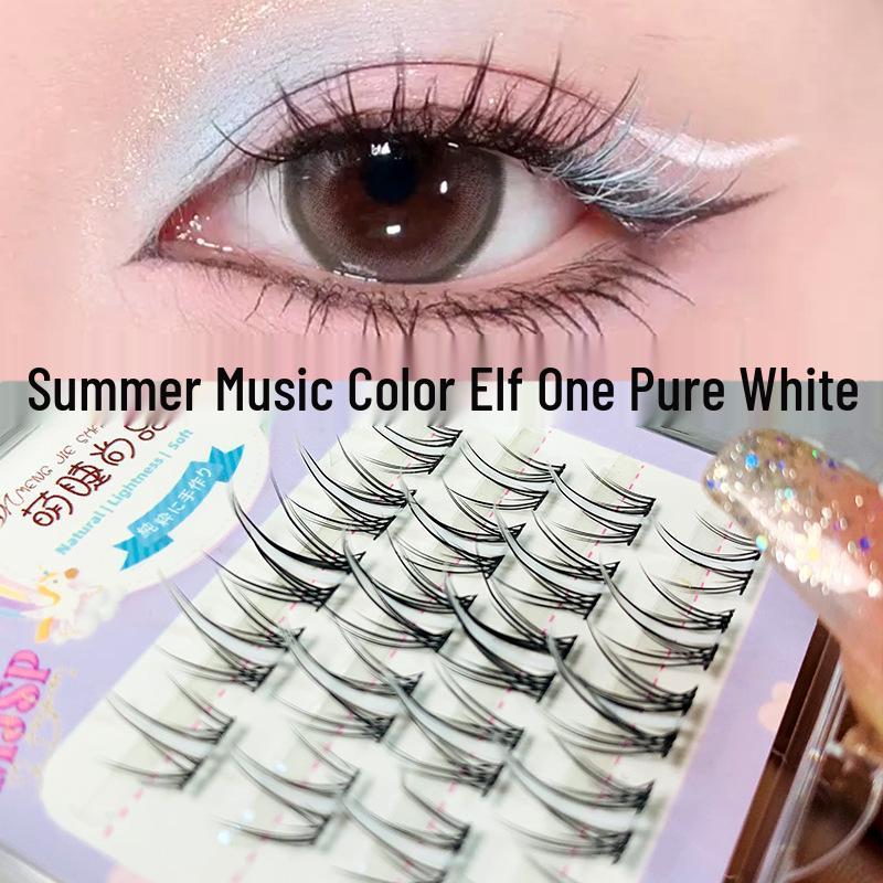 Mengjie Shangpin Colorful False Eyelashes - Natural White, Blue, Purple, Pink - Spicy Girl Little Devil COS Style.