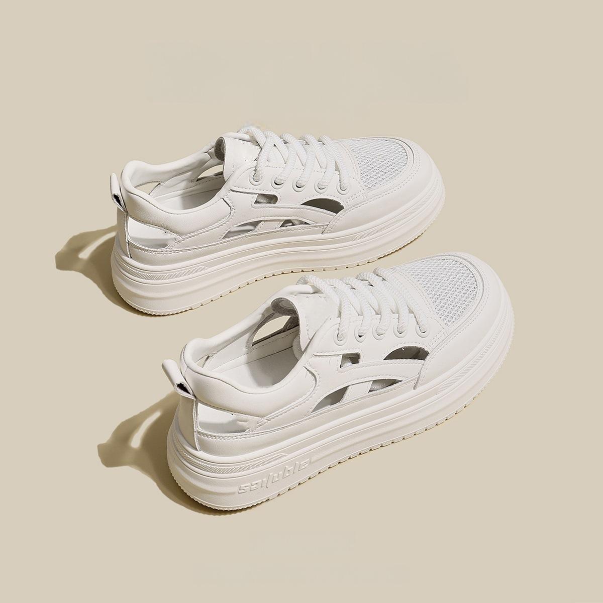 

Дышащие тонкие маленькие белые туфли женские весна и лето новые подошва-маффин толстая подошва универсальные повседневные полые спортивные туфли 40 белый