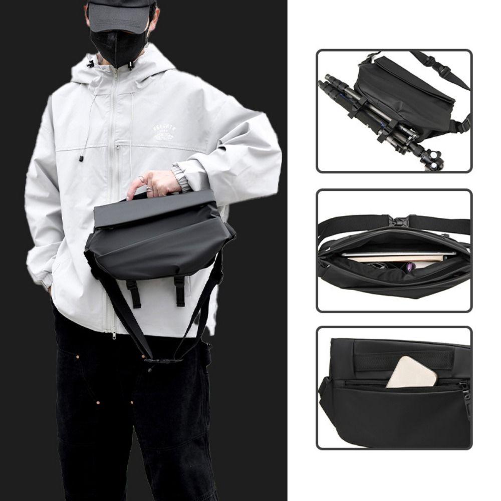 Korean Oxford Cloth Bag Men Large Capacity Chest Bag Zipper Crossbody Bag  Male