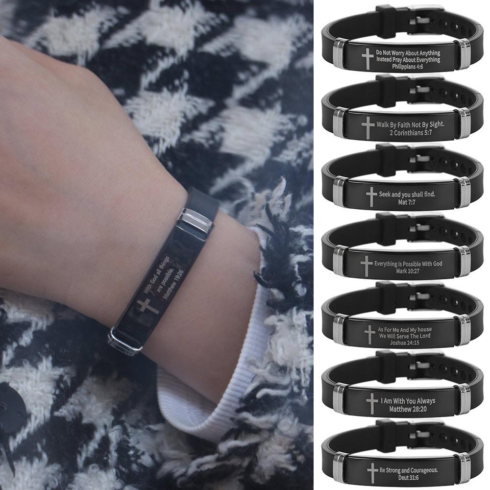 ID Wristband Family Friendship Bracelet Cross Design Christian Bracelet Christian Gifts