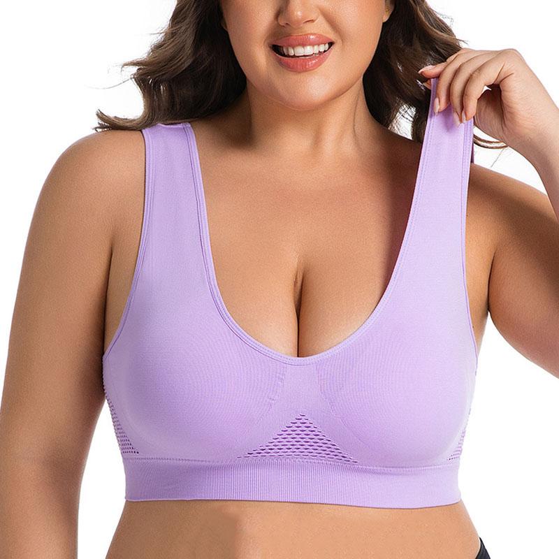 Bezszwowy biustonosz sportowy plus size dla kobiet Oddychająca siateczka Push-up z wyjmowanymi wkładkami Wygodny biustonosz w stylu kamizelki