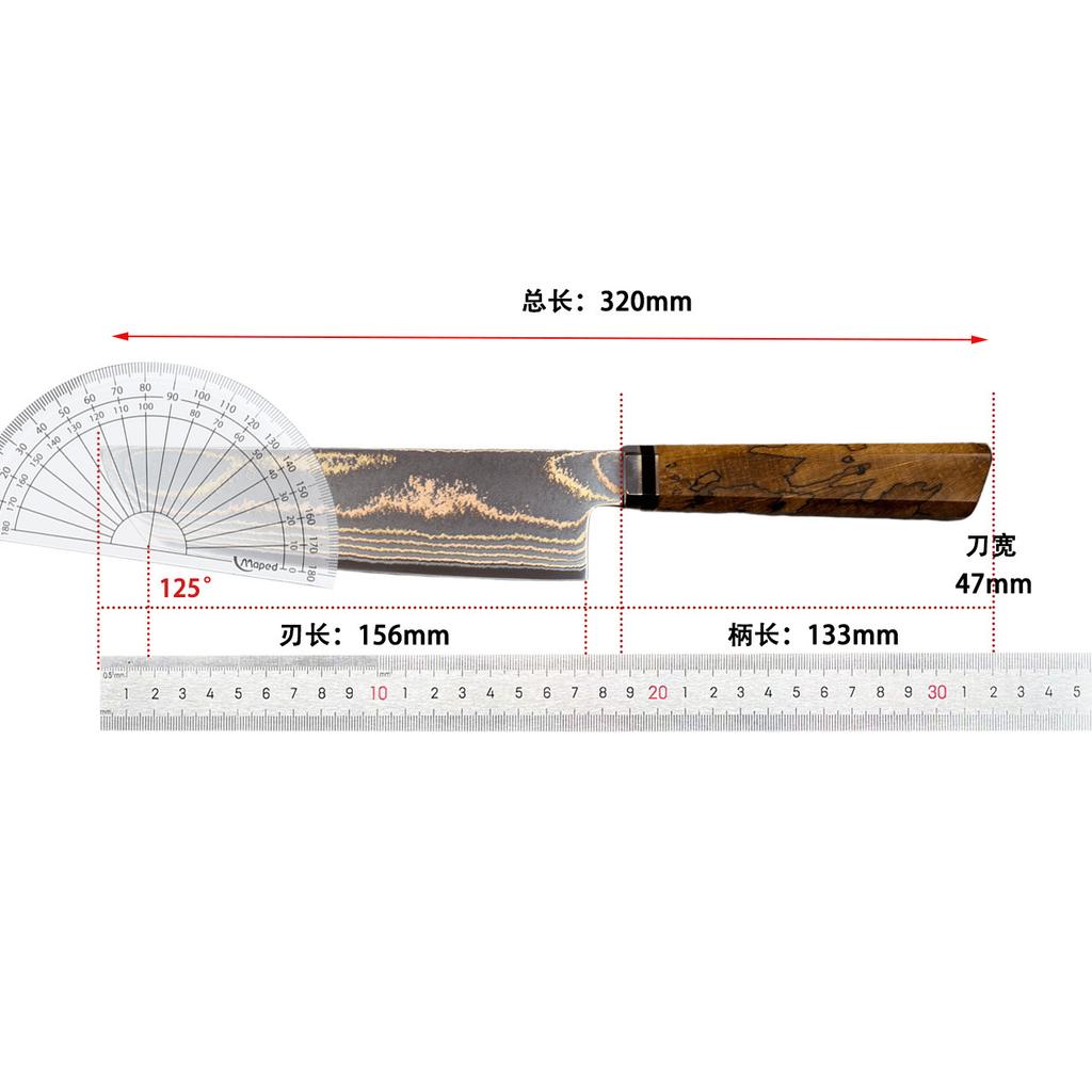 6 Inch Nakiri Knife 73-layers Tricolour Copper Damasus Steel Chef Slicing Vegetables Cleaver Meat Kitchen Knives Wood Handle
