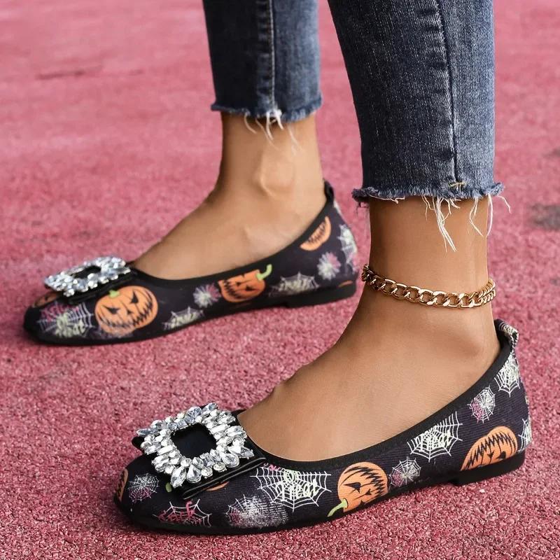 Fashion Shoes for Women 2024 Hot Sale One Kick Women's Flats Autumn Round Toe Rhinestones Mixed Colors Flat Casual Comfortable Shoes