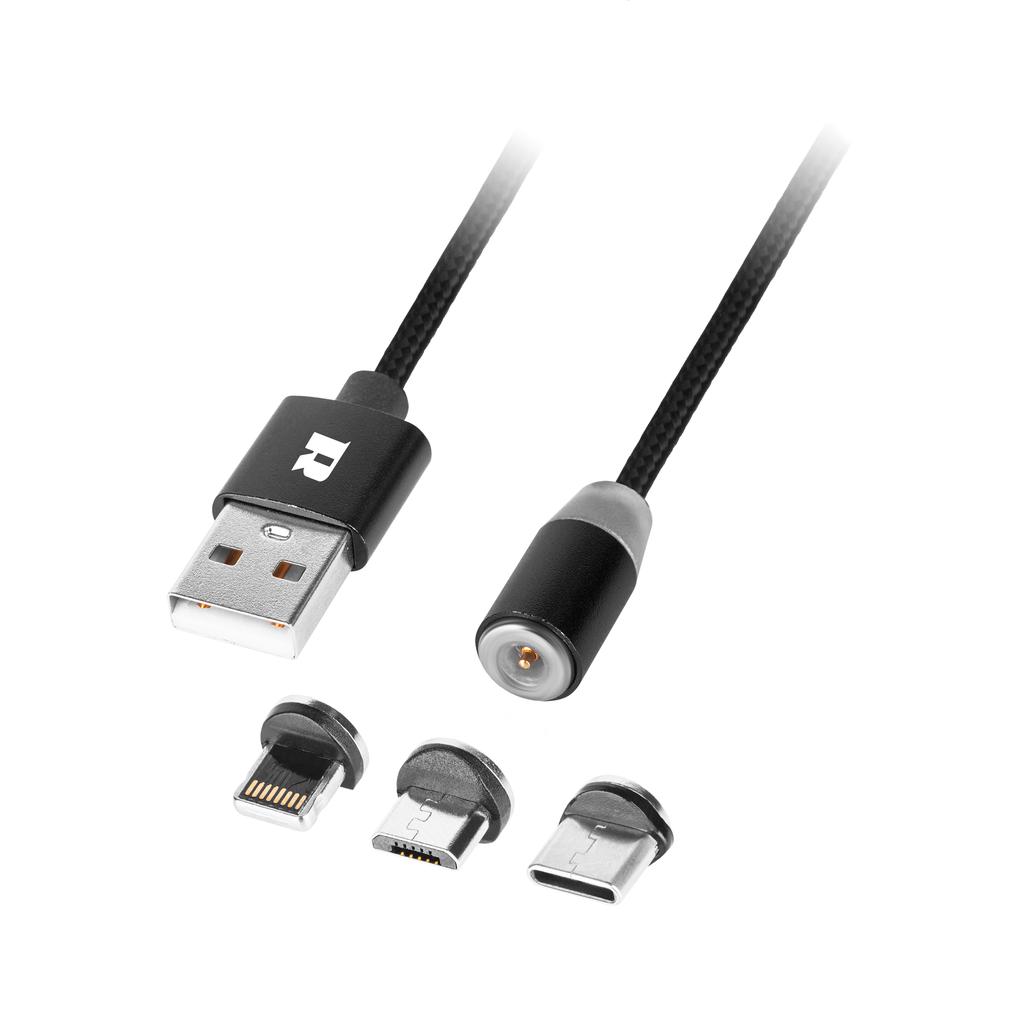Magnetic USB cable - USB-C type C lightning iPhone micro USB 3in1 1m Rebel