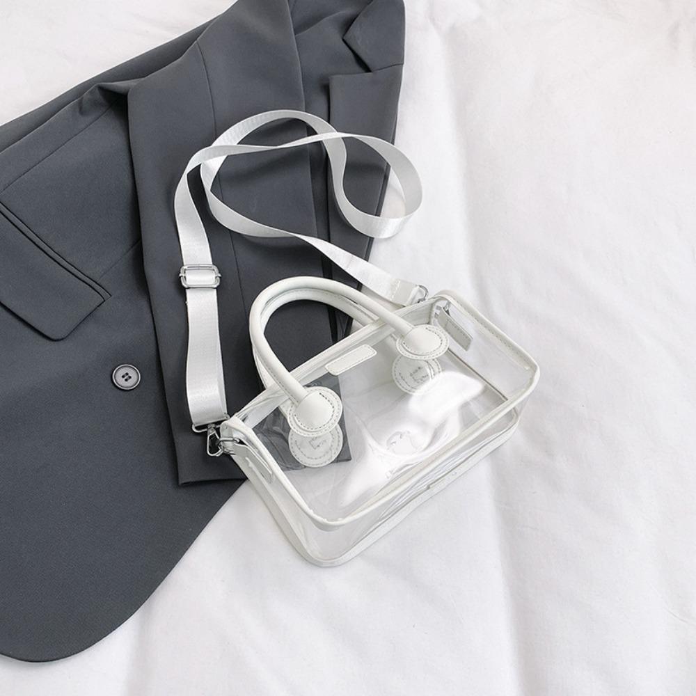 

Zipper Transparent Shoulder Bag Large-Capacity Small Square Bag Fashion Women Handbag Women белый