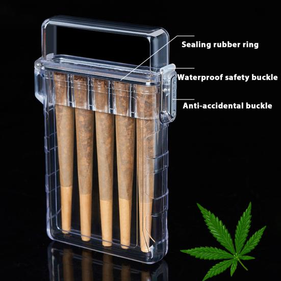 Průhledná 3/5-slotová krabička na bylinkové cigarety Vodotěsný odolný plast Venkovní cestovní přenosný držák/organizér na krabičky na bylinkové cigarety Úložný kontejner