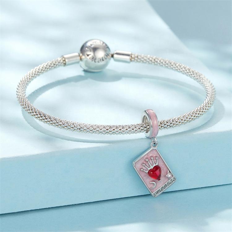 Custom Silver 925 Glass Bling Bulk Keychain Charm Unique Red Jewelry Making Bangle Sorority Tarot pink Enamel Bracelet Charms