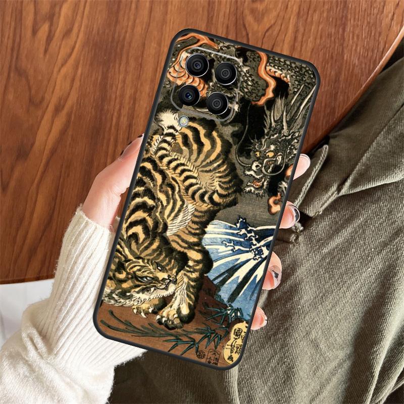 Japanese ukiyo-e Art Panther Tiger Case For Samsung Galaxy M13 M33 M53 M15 M35 M55 M06 M16 M36 M56 M31 M12 M32 M52 M14 M34 M54