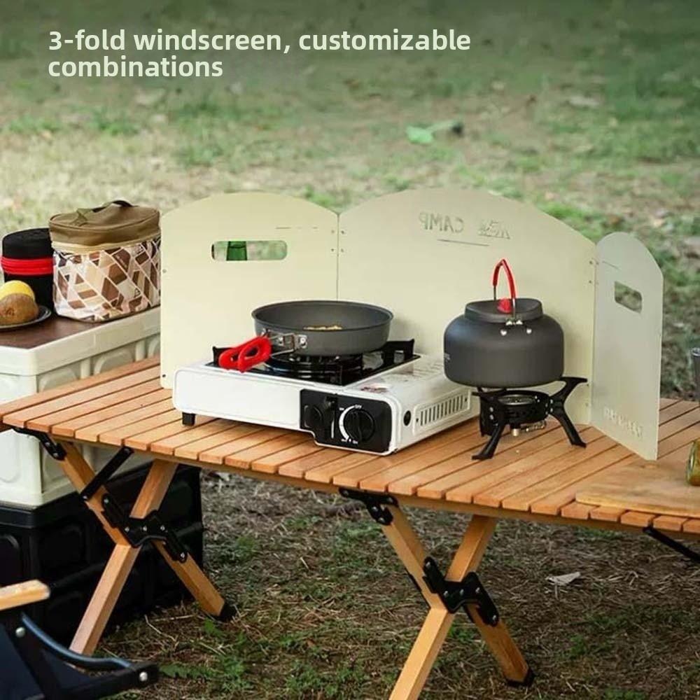 Tri-fold Stove Wind Shield Compact Cooker Wind Protection Cookware Windshield  Travel