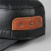 Hat Men's Winter Leather Hat Autumn and Winter Fleece Ear Protector Flat Top Hat Peaked Cap