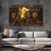 Golden Bitcoin Bull Bear Wall Street Bull Investment Wall Art Wealth Investing Poster for Room Office Decor Gift