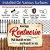 2D Flat 1pc Vintage German Metal Wall Sign "Knackige Rentnerin" (Clever Pensioner/Retired Lady) - 12"x8" Aluminium Retro German Text Plaque for Home