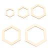205Pcs Hexagonal Wooden Cutouts 5 Sizes Light Durable Odourless Blank Wood Pieces for Decoration DIY Craft