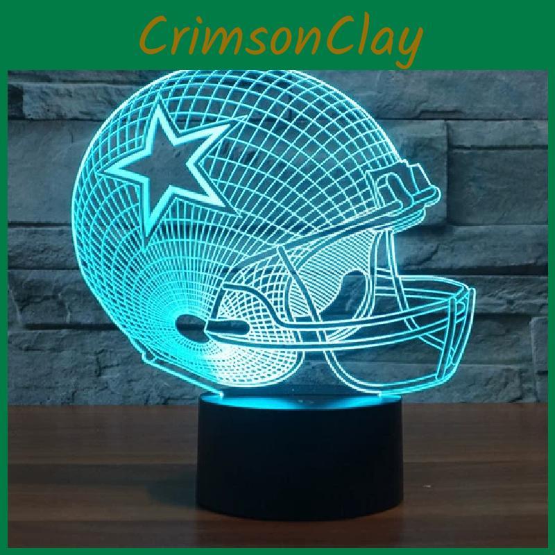 Rugby Cap Pattern 3d Led Night Light With Touch Control For Home Decor Gift
